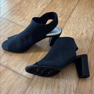 Black Open-Toe Heeled Sandals (never worn)